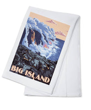 Load image into Gallery viewer, ORGANIC TEA TOWEL Hawaii, Big Island, Lava Flow Scene