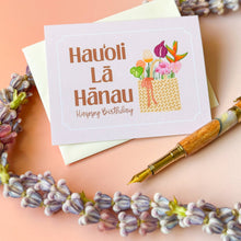 Load image into Gallery viewer, Lauhala Basket with Flowers Birthday Card