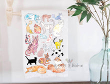 Load image into Gallery viewer, Different Cat Breeds Calico Tea Towel