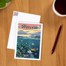 Load image into Gallery viewer, GREETING CARD Hawaii, Colorful Fish & Sunset