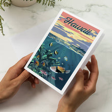 Load image into Gallery viewer, GREETING CARD Hawaii, Colorful Fish & Sunset