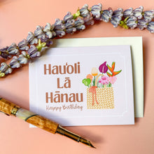 Load image into Gallery viewer, Lauhala Basket with Flowers Birthday Card