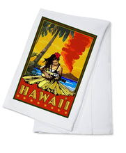 Load image into Gallery viewer, ORGANIC TEA TOWEL Hawaii, Hula Girl & Ukulele