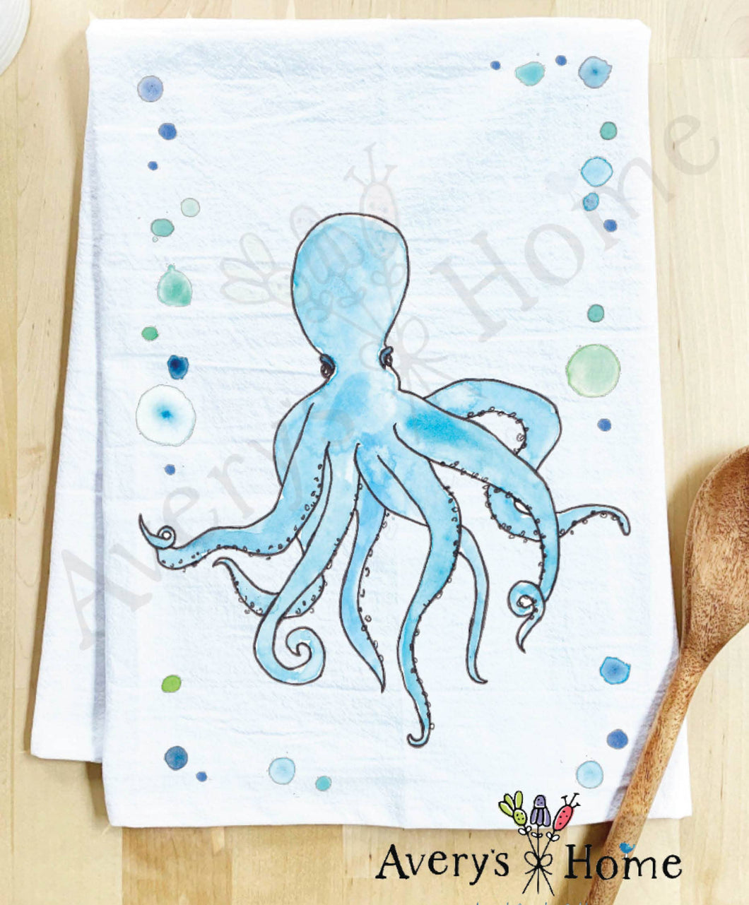 Octopus Cute Coastal Beach Tea Towel