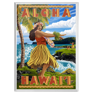 MAGNET Hula Girl on Coast, Aloha Hawaii