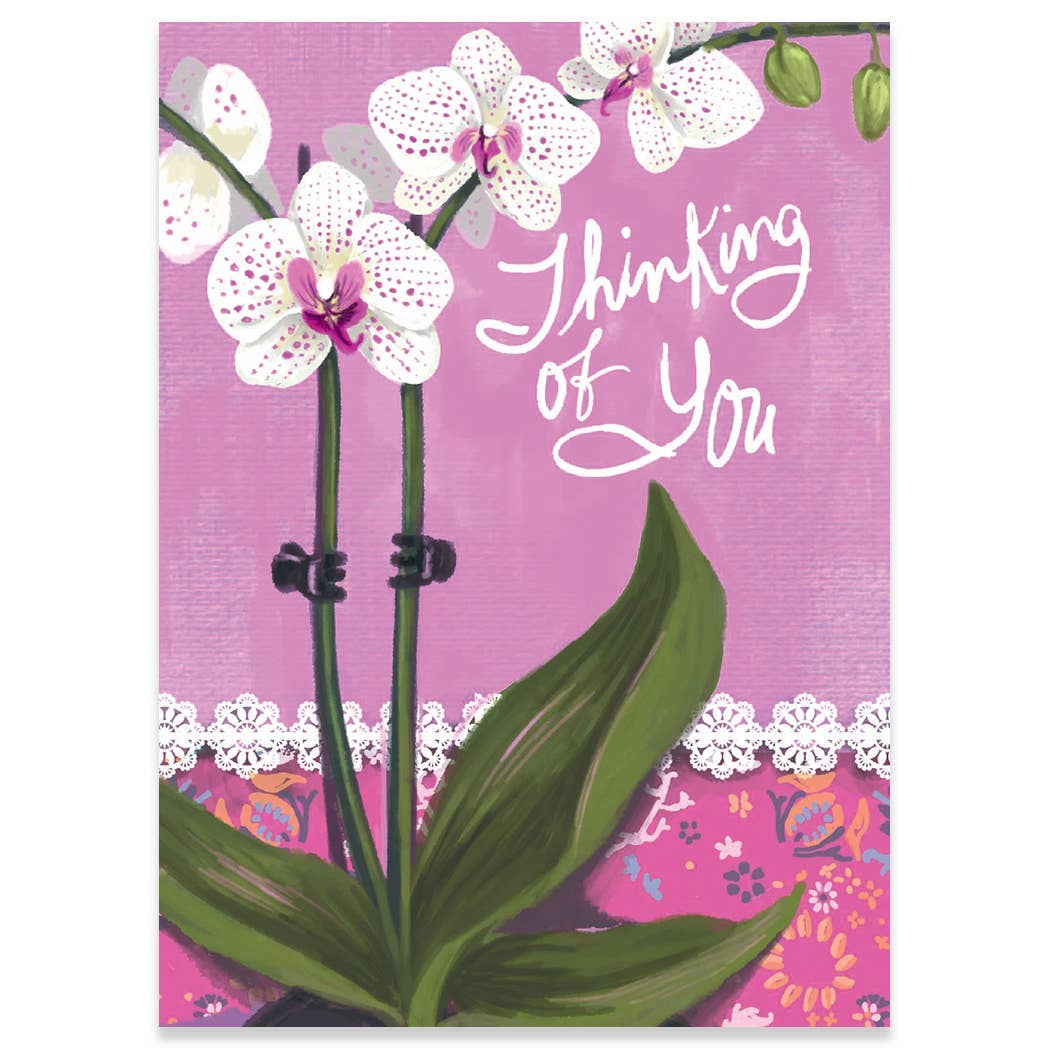 THINKING ORCHID SYMPATHY GREETING CARD 4.5 x 6.25
