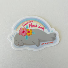 Load image into Gallery viewer, Kawaii Sleepy Monk Seal Sticker - Kawaii Hawaii
