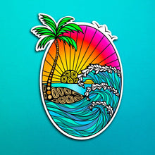 Load image into Gallery viewer, Sunset Waves Sticker (WATERPROOF)
