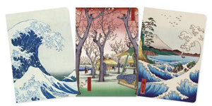 Japanese Woodblocks Set Of 3 Blank Notebooks