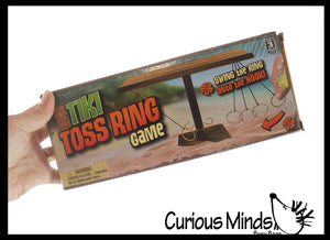 Wood Tiki Toss Ring Hook Game - Swing Ring on String to Lan