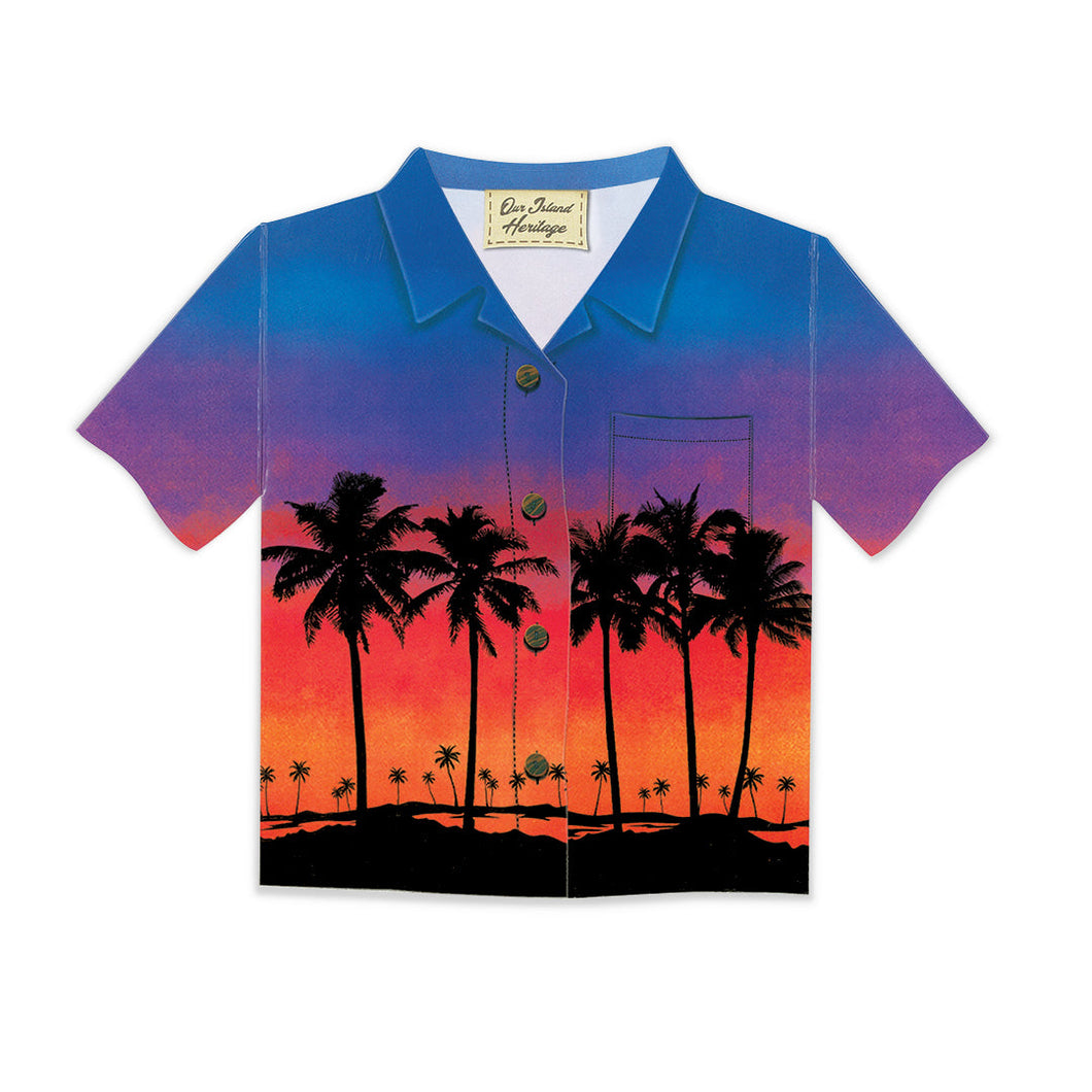 Aloha Shirt Blank Greeting Card- Evening Palms
