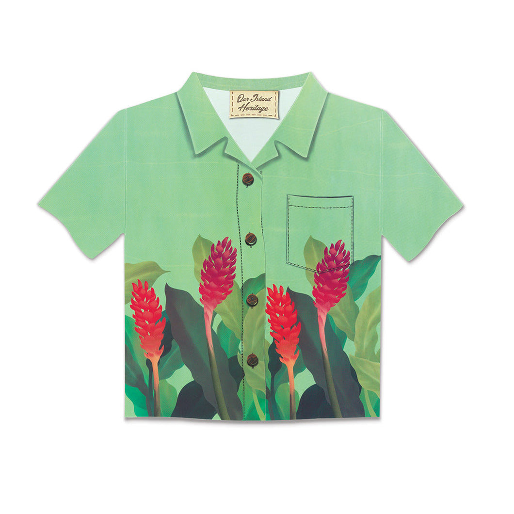 Aloha Shirt Blank Greeting Card- Ginger Paradise