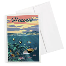 Load image into Gallery viewer, GREETING CARD Hawaii, Colorful Fish &amp; Sunset
